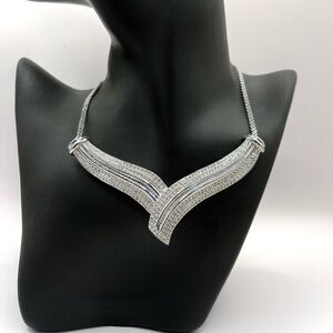 2.00 CT Natural Diamond Rhodium Evening Necklace